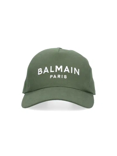 Balmain Logo Baseball Cap In Green