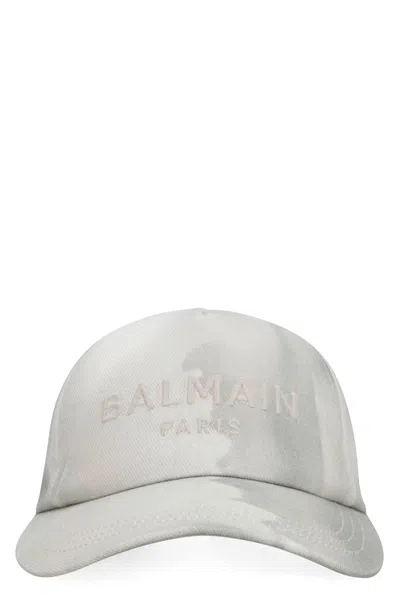 Balmain Logo Baseball Cap In Grey