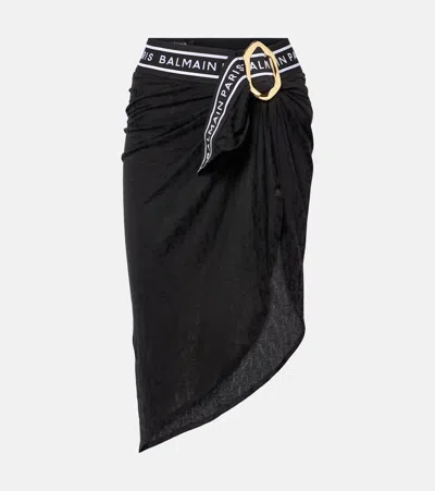 Balmain Logo Beach Cover-up In Black