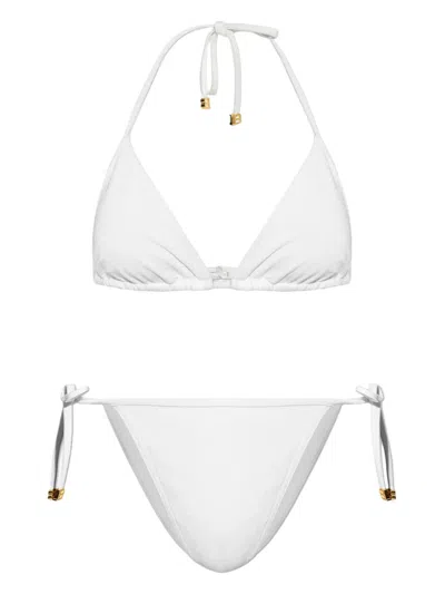 Balmain Logo Bead-detailing Bikini In White
