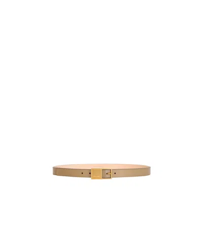 Balmain Signature Leather Belt In Nude