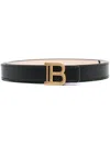 Balmain Black Smooth Calfskin B-belt Belt In Black