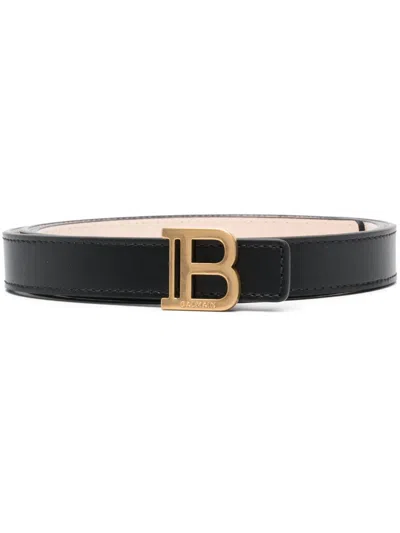 Balmain Black Smooth Calfskin B-belt Belt