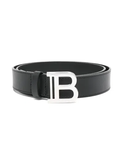 Balmain Kids' Logo-buckle Belt In Black