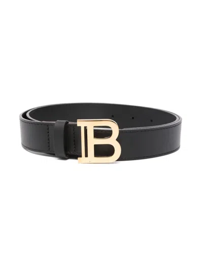 Balmain Kids' Logo-buckle Belt In Black