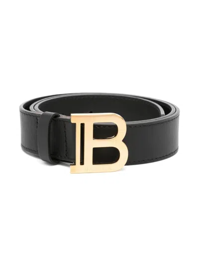 Balmain Kids' Logo-buckle Belt In Black