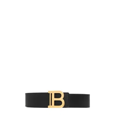 Balmain Logo-buckle Belt In Black