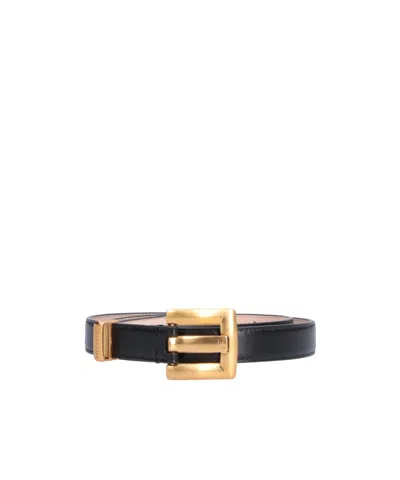 Balmain Logo Buckle Belt In Gold
