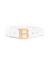 Balmain Logo-buckle Leather Belt In White