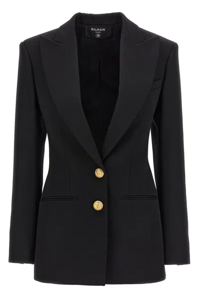 BALMAIN BALMAIN LOGO BUTTON DOUBLE-BREASTED BLAZER
