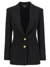 Balmain Logo Button Double-breasted Blazer In Black