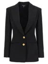 Balmain Logo Button Double-breasted Blazer In Black