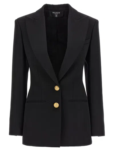 BALMAIN BALMAIN LOGO BUTTON DOUBLE-BREASTED BLAZER