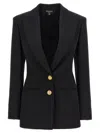 Balmain Logo Button Double-breasted Blazer In Black