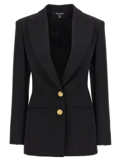 BALMAIN BALMAIN LOGO BUTTON DOUBLE-BREASTED BLAZER