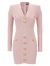 Balmain Long-sleeve Buttoned Short Knit Dress