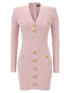 Balmain Logo Button Dress In Pink