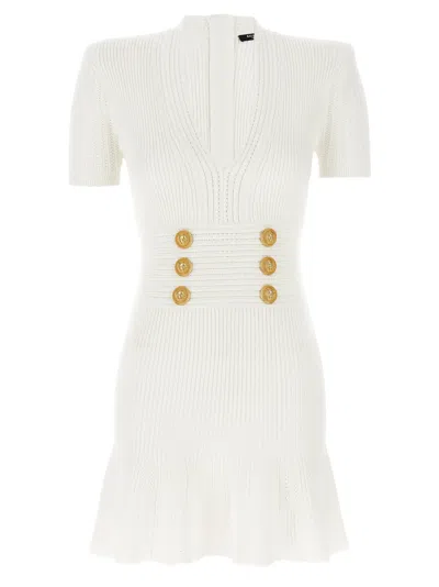 BALMAIN LOGO BUTTON DRESS