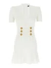 Balmain Button-embellished Knitted Minidress In White