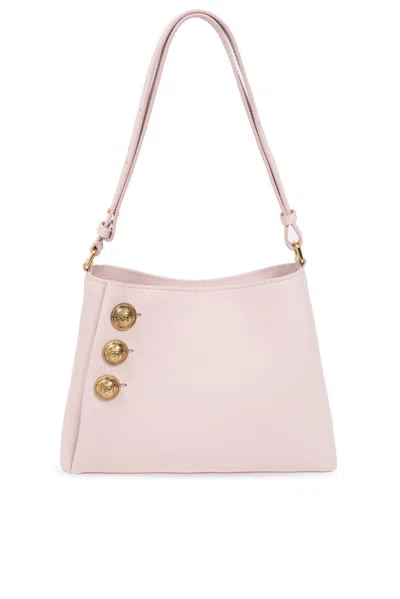 Balmain Logo Button Embellished Embleme Shoulder Bag In Lightt Pink