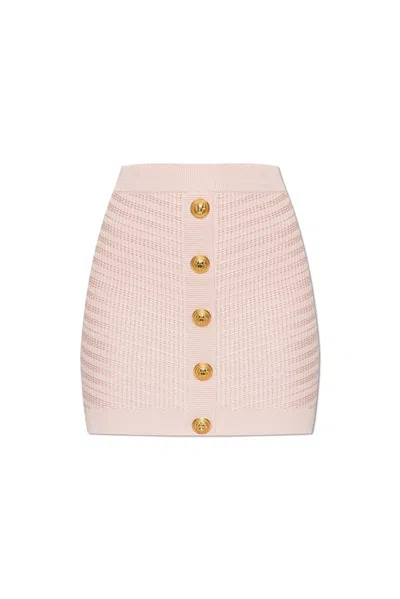 Balmain Knitted Skirt In Pink
