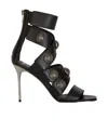 Balmain Stiletto Heel Sandals Button Detail In Black