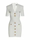 Balmain Logo Button Knit Dress In Neutral