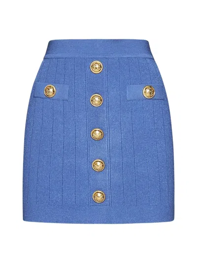 BALMAIN LOGO BUTTON KNIT SKIRT