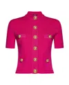 Balmain Embossed Buttons Knitted Cardigan In Pink