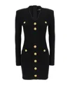 Balmain Mini Black Dress With Golden Buttons In Stretch Viscose Woman In Black