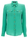 Balmain Logo Button Shirt Shirt And Blouse Light Blue