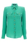 Balmain Logo Button Shirt Shirt And Blouse Light Blue