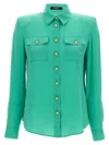Balmain Logo Button Shirt Shirt And Blouse Light Blue In Blue