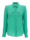 Balmain Logo Button Shirt Shirt And Blouse Light Blue In Light Blue
