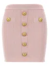 Balmain High-rise Knitted Miniskirt In Pink