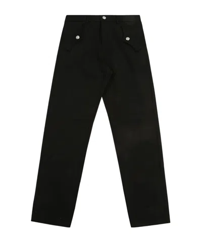 Balmain Logo-button Straight-leg Trousers In Black
