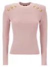 Balmain Logo Button Sweater In Pink