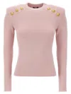 Balmain Knitwear Crew Neck Sweater With Gold-tone Buttons