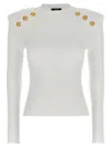 Balmain Rib Knit Viscose Sweater In White
