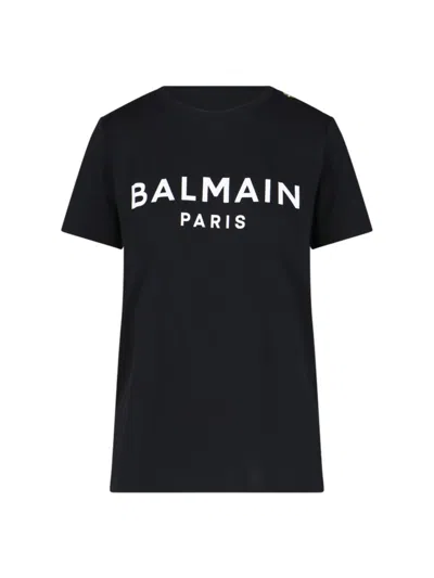Balmain Logo Button T-shirt – Black