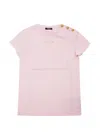 Balmain Kids' Logo Button T-shirt In Pink