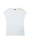 Balmain Logo Button T-shirt In White