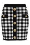 Balmain Logo Button Vichy Skirt