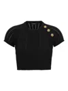 Balmain 3-button Fine Knitted T-shirt In Negro