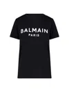 Balmain Black Crewneck T-shirt With Logo Print And Golden Buttons In Jersey Woman In Black  