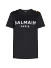 Balmain T -shirt Paris Logo Print Black In Eab Noir Blanc