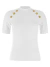 Balmain Button-embellished Ribbed-knit Top