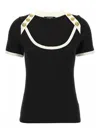 Balmain Two-tone T-shirt With Button Details In White