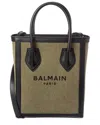 Balmain Logo Canvas & Leather Tote In Pattern