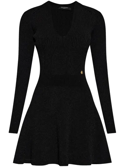 Balmain Logo-charm Mini Dress In Schwarz